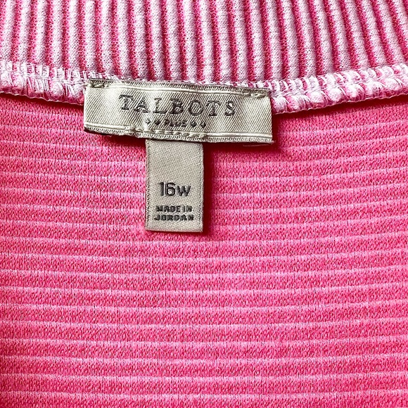 Talbots Pink Striped Knit Dress 16W - Picture 3 of 16